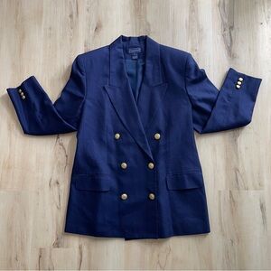 Vintage Charter Club Navy Blazer 12 Linen Old Money Corporate Nautical Preppy